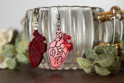 Valentine's Day Anatomical Heart Earrings - Realistic Heart Earrings - Creepy Cute Earrings