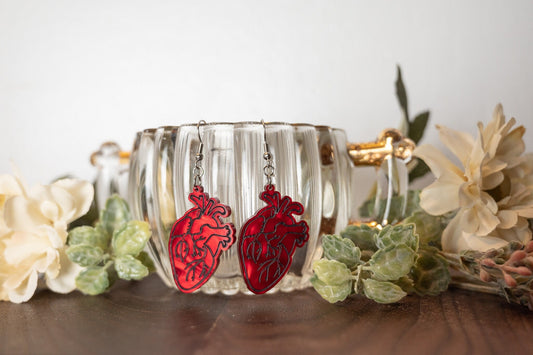 Valentine's Day Anatomical Heart Earrings - Realistic Heart Earrings - Creepy Cute Earrings