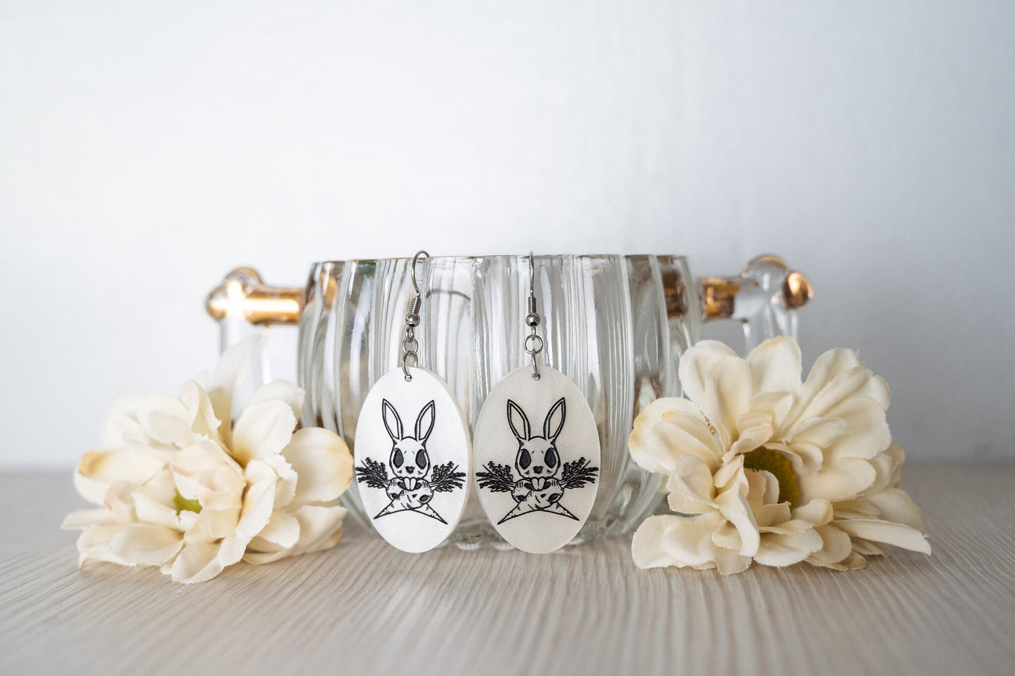 Bunny Skull Earrings/ Gothic Easter Earrings