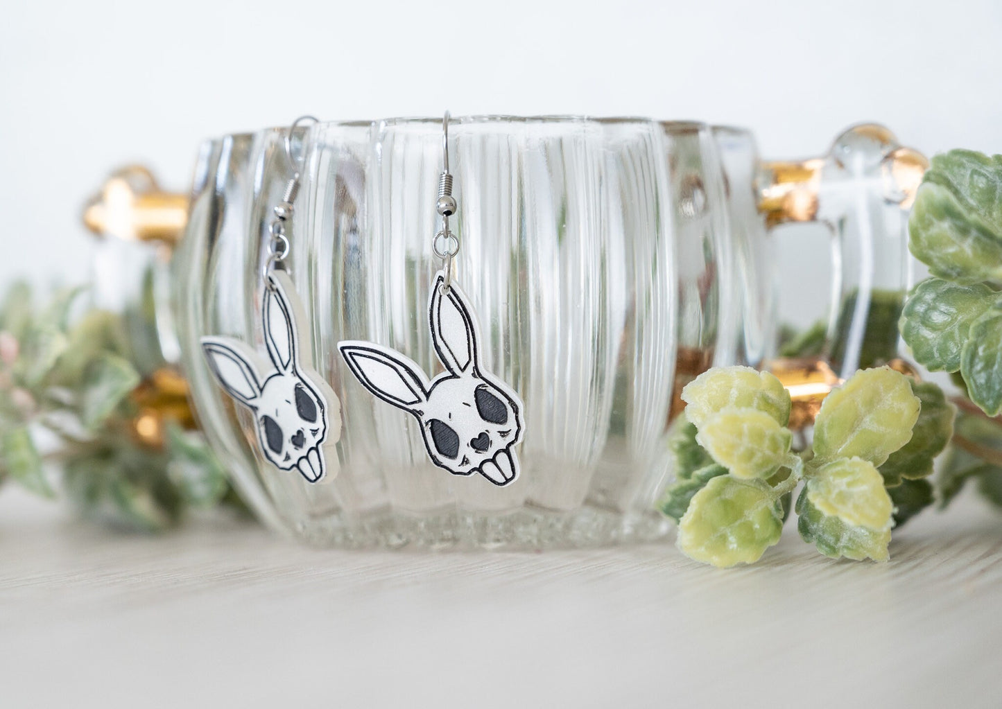 Bunny Skull Earrings/ Gothic Easter Earrings