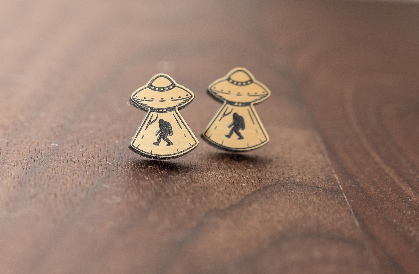UFO Bigfoot Stud Earrings/Paranormal Stud Earrings