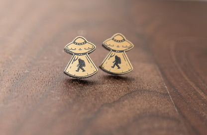 UFO Bigfoot Stud Earrings/Paranormal Stud Earrings