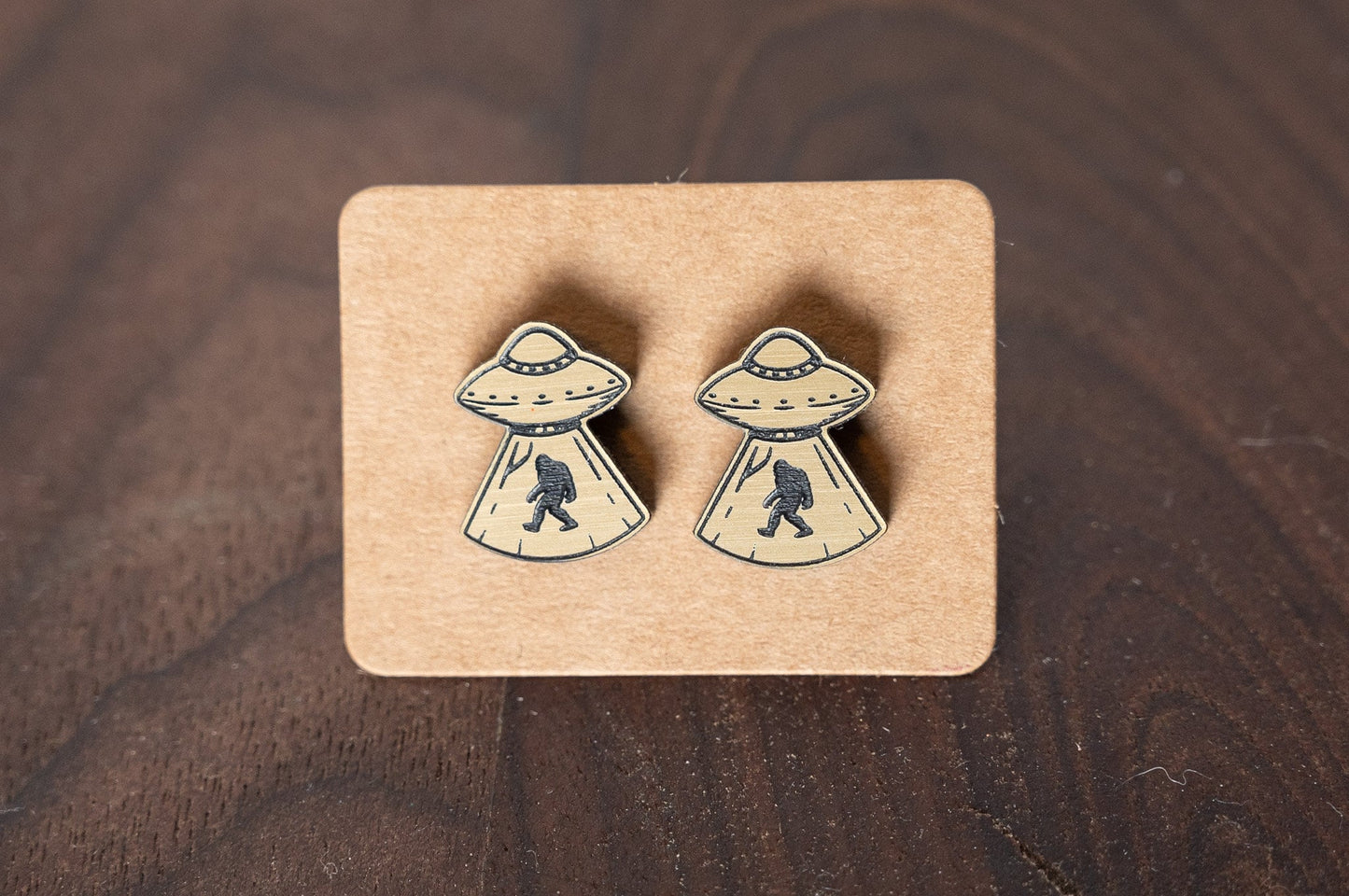 UFO Bigfoot Stud Earrings/Paranormal Stud Earrings