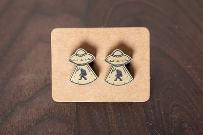 UFO Bigfoot Stud Earrings/Paranormal Stud Earrings