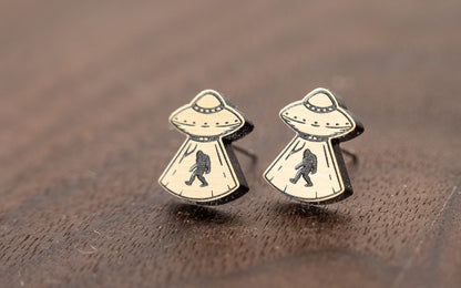 UFO Bigfoot Stud Earrings/Paranormal Stud Earrings