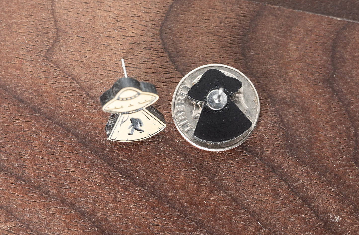 UFO Bigfoot Stud Earrings/Paranormal Stud Earrings