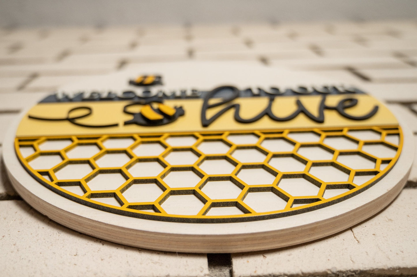 Welcome to our hive Wall Sign - Bee Welcome Sign - Bee Wall Decor - Cute Bee Door Sign