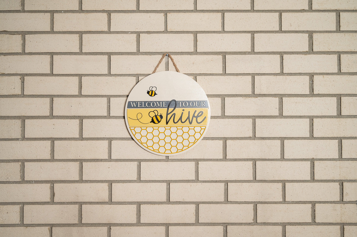 Welcome to our hive Wall Sign - Bee Welcome Sign - Bee Wall Decor - Cute Bee Door Sign