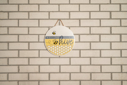 Welcome to our hive Wall Sign - Bee Welcome Sign - Bee Wall Decor - Cute Bee Door Sign