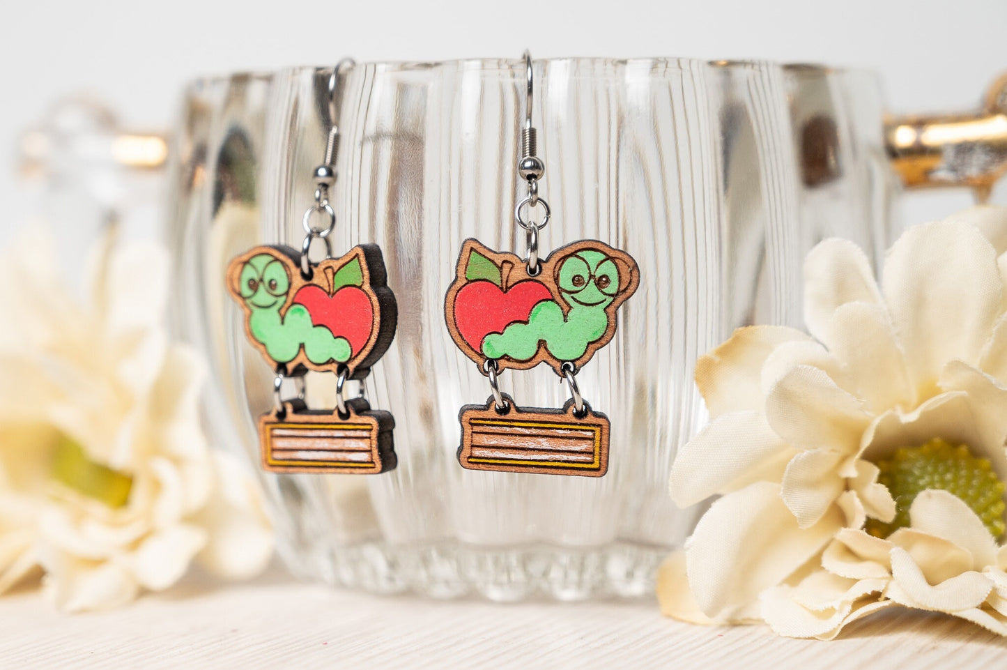 Bookworm Earrings/Teacher Earrings/ Bookworm studs