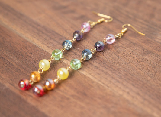 7 Chakras Bead Earrings/Glass Bead Earrings
