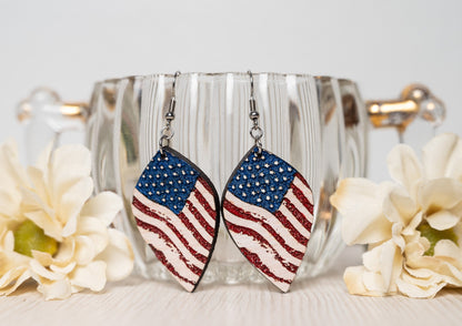 Rustic American Flag Earrings