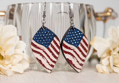 Rustic American Flag Earrings