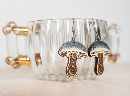 Mystical Mushroom Earrings/Rainbow iridescent Earrings