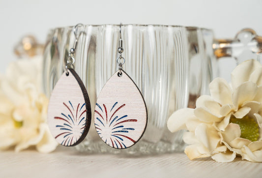4th of July Earrings - Firework Earrings for Fourth of July - Red White and Blue Earrings