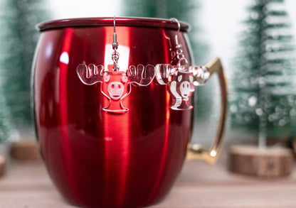 Moose Mug Christmas Earrings - Christmas Vacation Earrings - Moose Mug Eggnog Cup Earrings