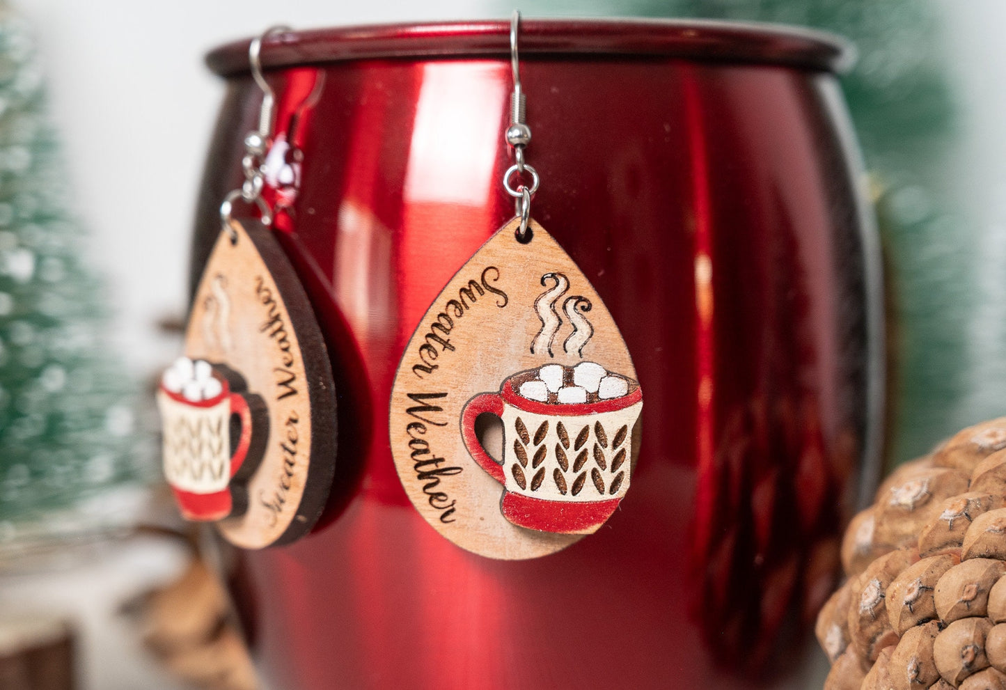 Hot Cocoa Mug Earrings/Christmas Earrings/3d Christmas Earrings