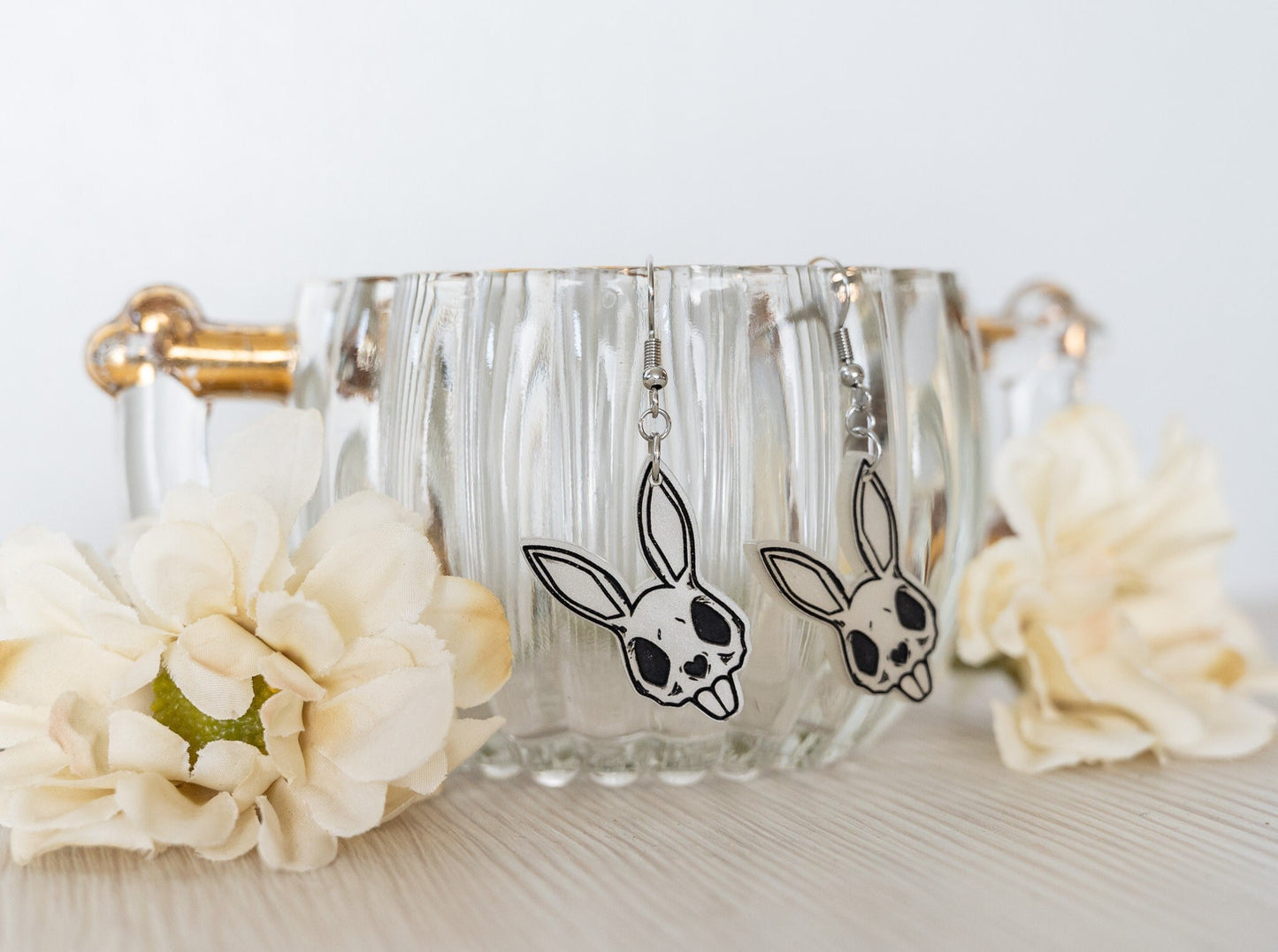 Bunny Skull Earrings/ Gothic Easter Earrings