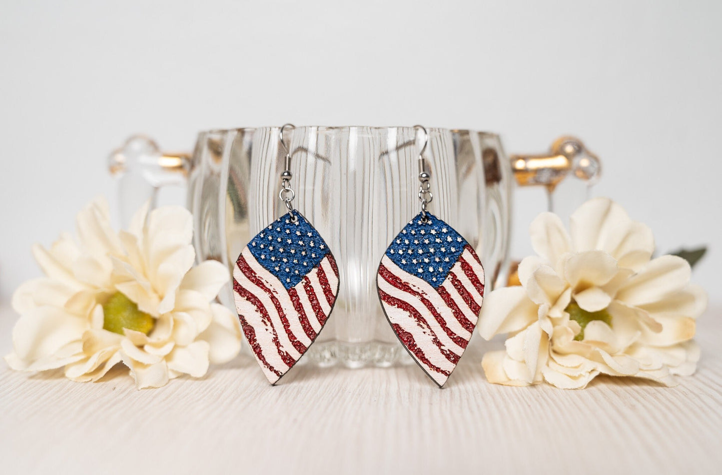 Rustic American Flag Earrings
