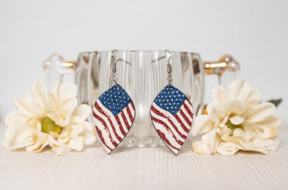 Rustic American Flag Earrings