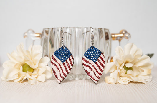 Rustic American Flag Earrings