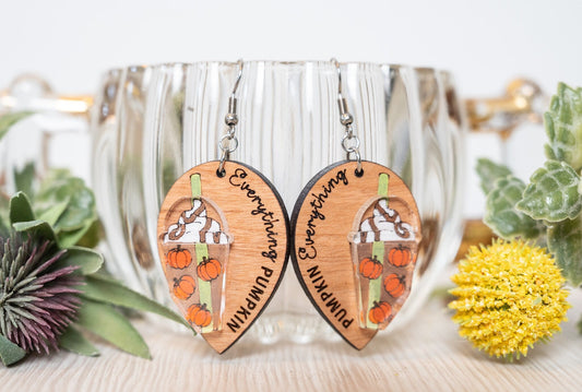 Everything Pumpkin Earrings - Pumpkin Spice Earrings - Pumpkin Latte 3d Earrings - Fall Earrings