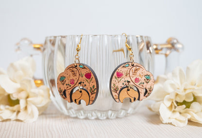 Floral Mom Elephant Earrings