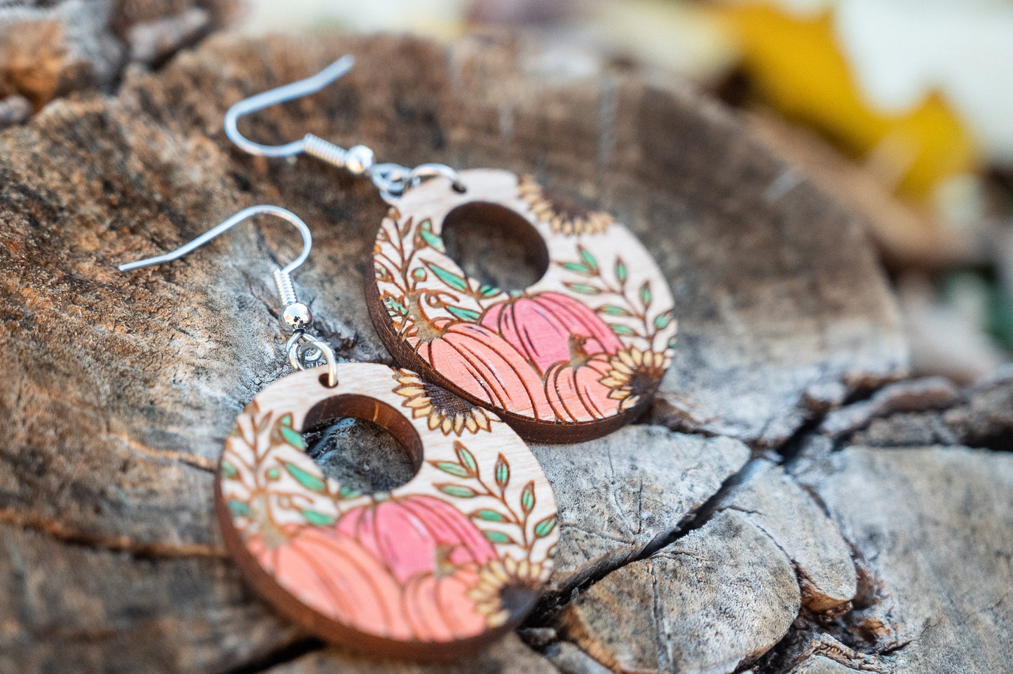 Floral Pumpkin Earrings/Fall Earrings