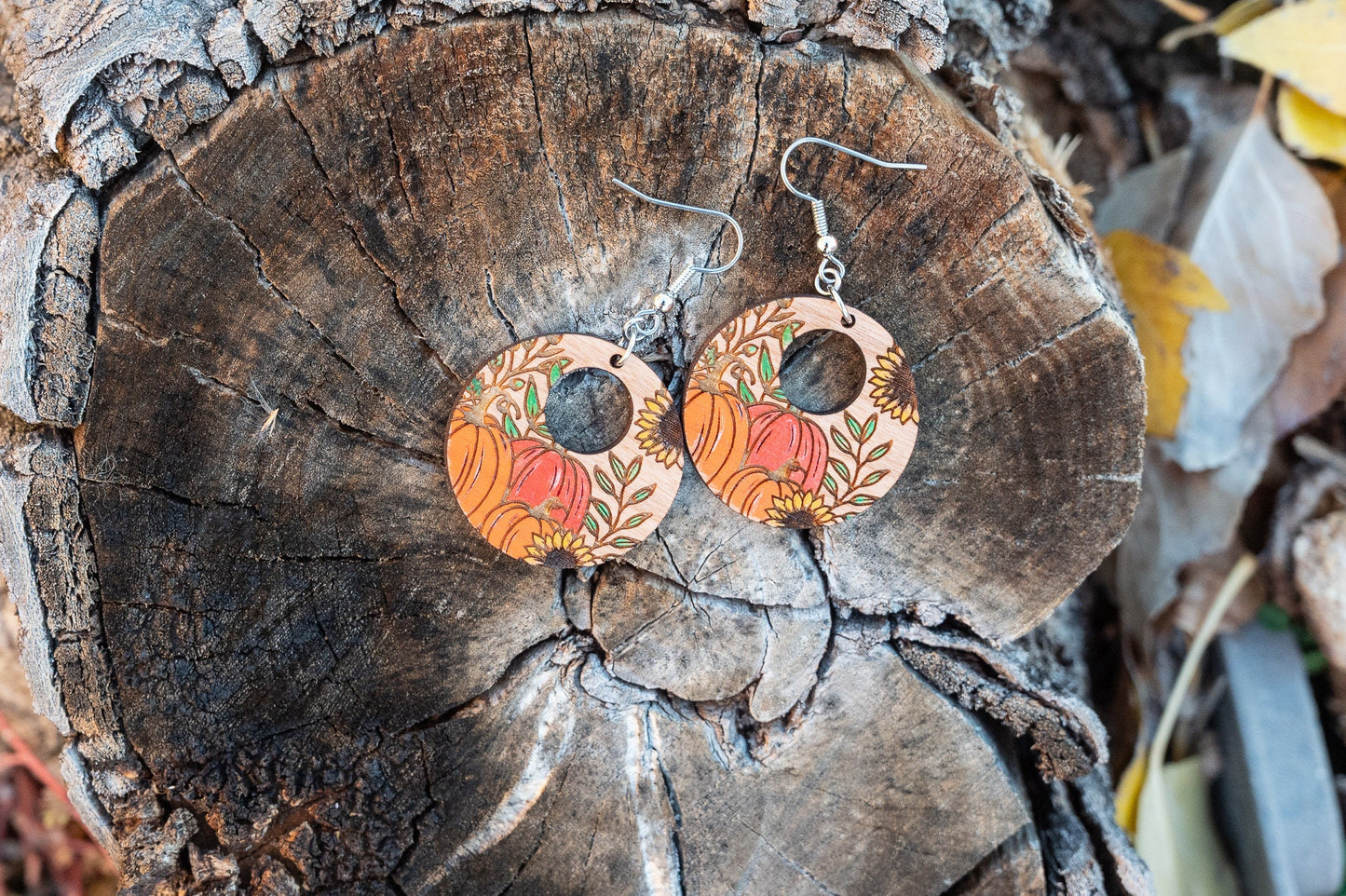 Floral Pumpkin Earrings/Fall Earrings