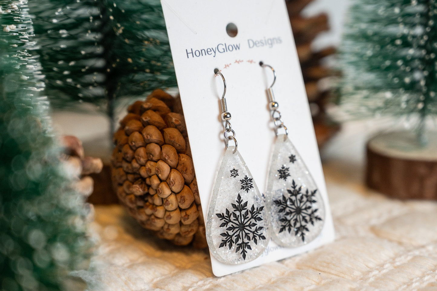 Glitter Snowflake Earrings