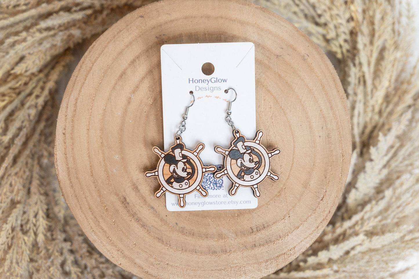Ship Wheel Steamboat Willie Earring