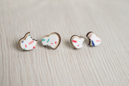 Valentine's Day Heart Shaped Cookie Earrings - Kids Heart Earrings - Sugar Cookie Earrings