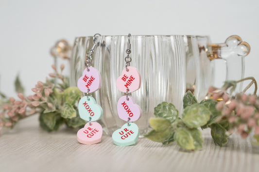 Valentine's Day Candy Heart Earrings - Conversation Heart Earrings - Anti-Valentine's Day Candy Heart Earrings