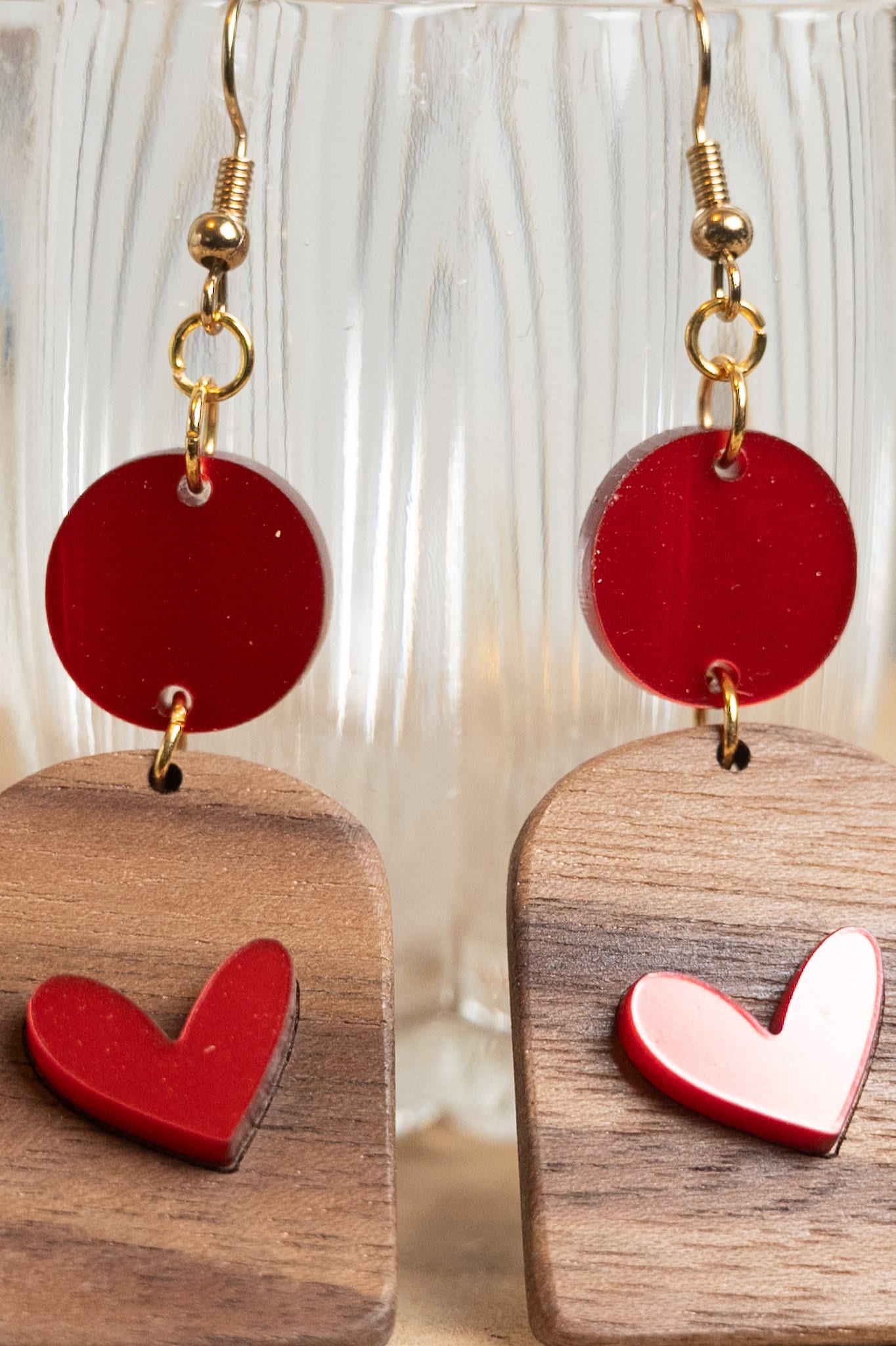 Valentine's Heart Earrings - Rosewood Heart Earrings - Boho Valentine's Day Earrings