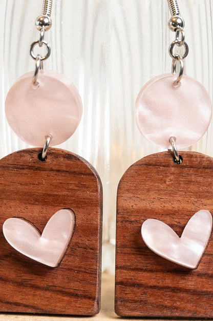 Valentine's Heart Earrings - Rosewood Heart Earrings - Boho Valentine's Day Earrings