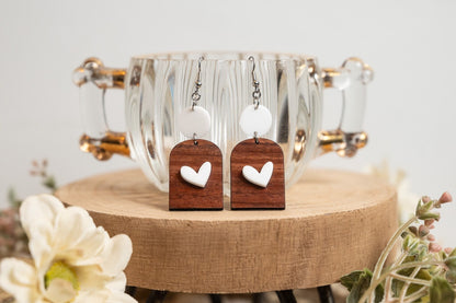 Valentine's Heart Earrings - Rosewood Heart Earrings - Boho Valentine's Day Earrings