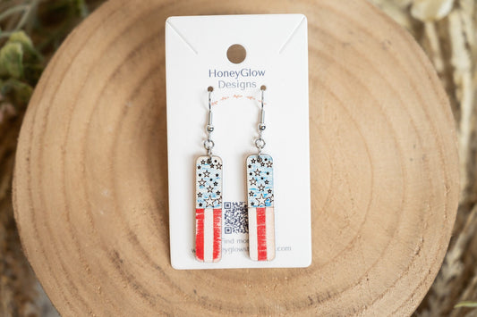 Flag Earrings-Patriotic Earrings-4th of July Earrings