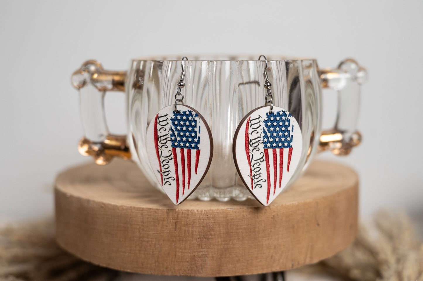 We The People Rustic Flag Earrings