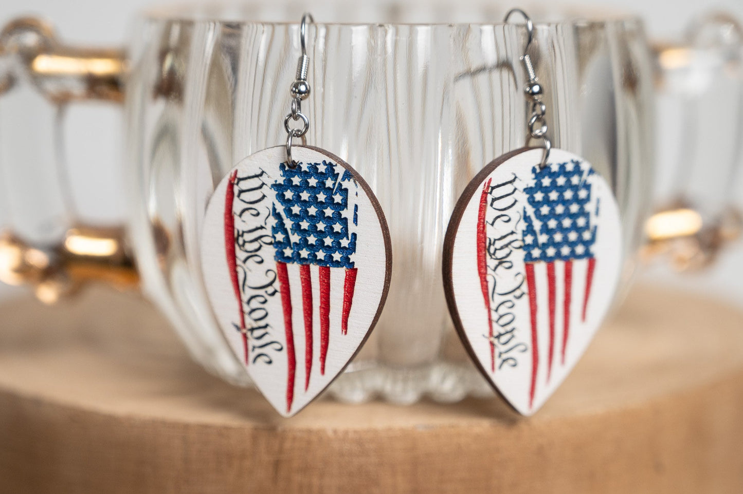We The People Rustic Flag Earrings