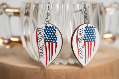 We The People Rustic Flag Earrings