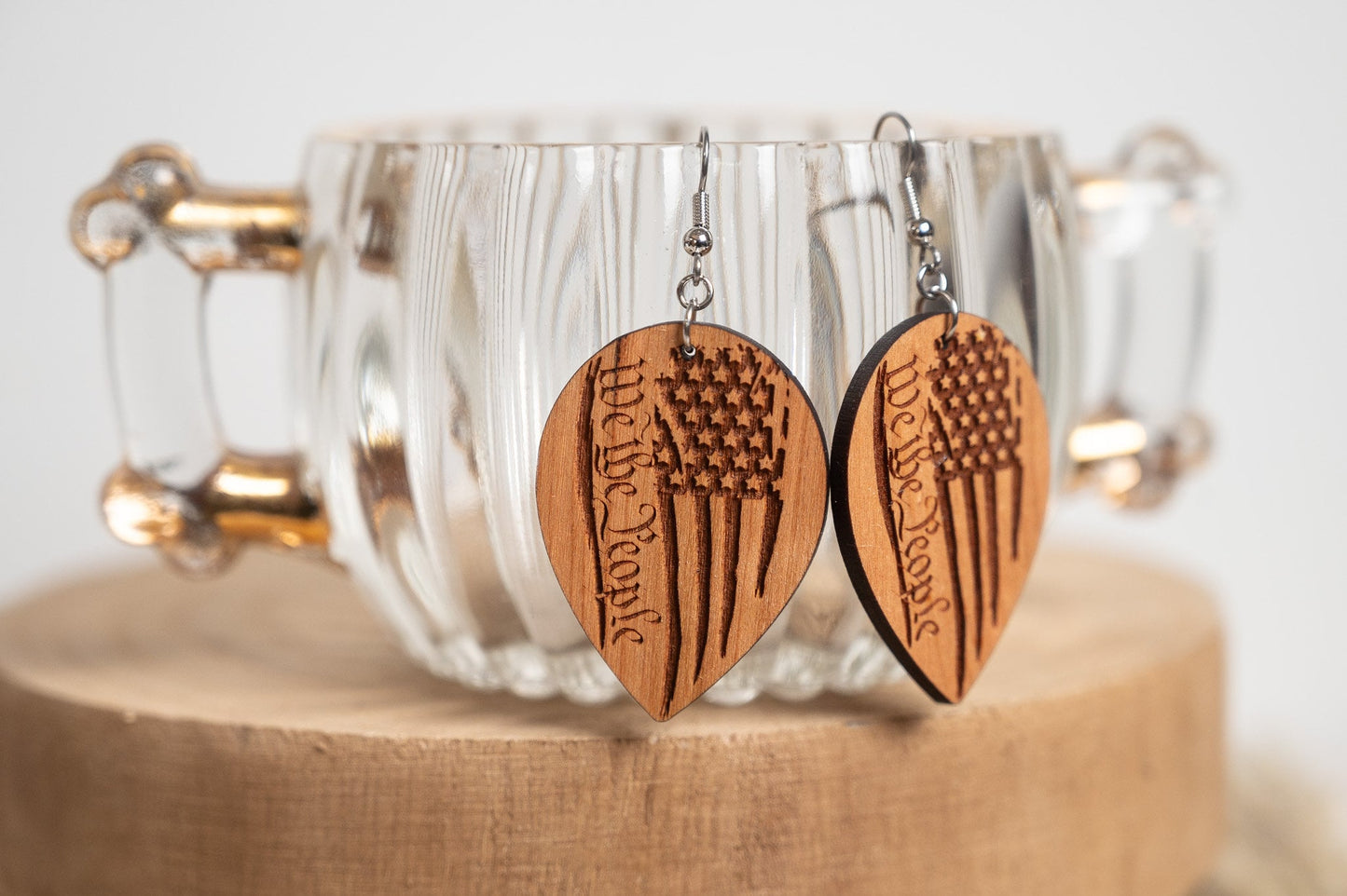 We The People Rustic Flag Earrings