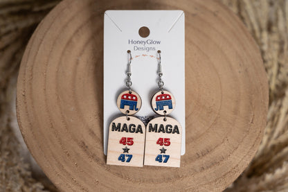 MAGA Earrings - Trump 2024 - Patriotic Earrings