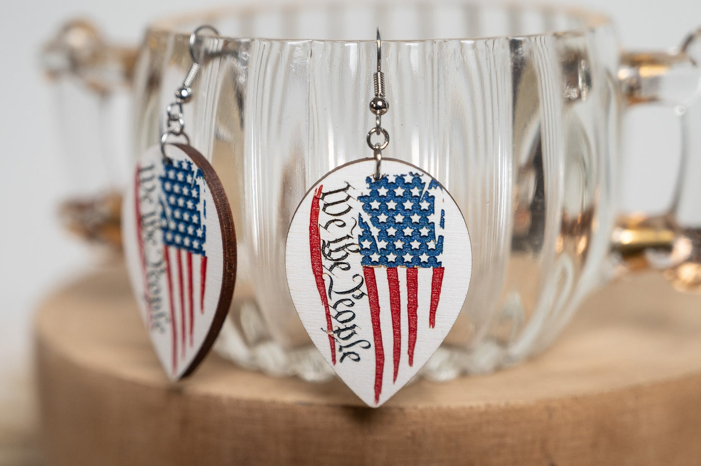 We The People Rustic Flag Earrings