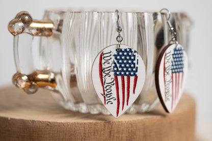 We The People Rustic Flag Earrings