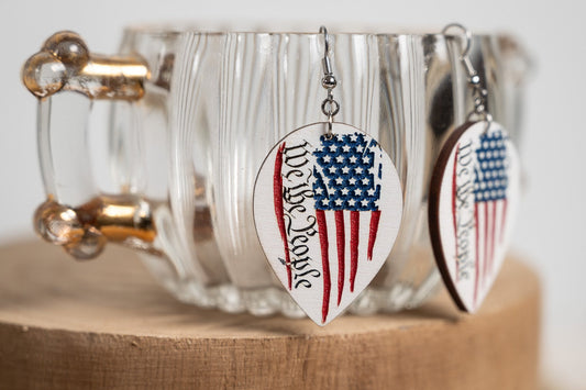 We The People Rustic Flag Earrings