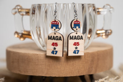 MAGA Earrings - Trump 2024 - Patriotic Earrings