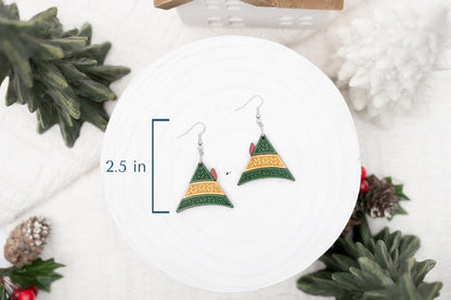 Christmas Elf Earrings - Elf Hat Earrings - Christmas Dangle Earrings