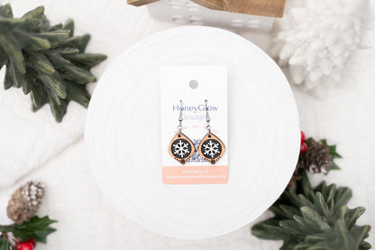 Cute Snowflake Earrings - Wooden Snowflake Earrings - Christmas Dangle Earrings