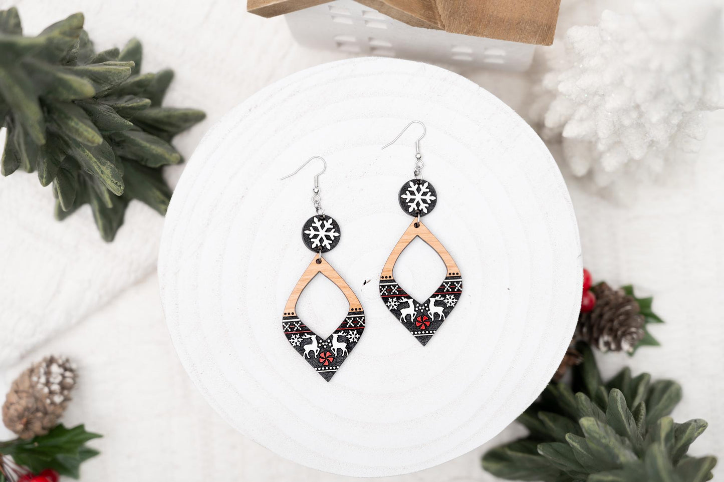Christmas Reindeer Earrings - Fun Christmas Earrings - Holiday Winter Earrings