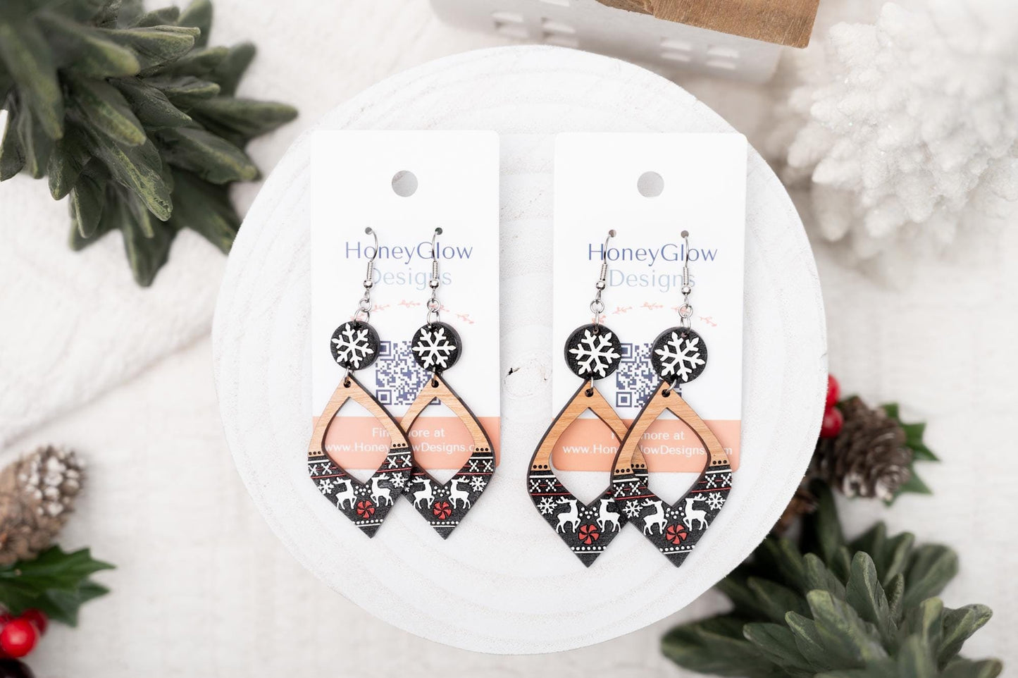 Christmas Reindeer Earrings - Fun Christmas Earrings - Holiday Winter Earrings